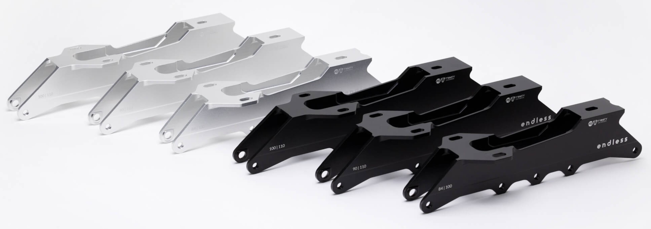 The various flavours of the Endless Trinity inline skate frame